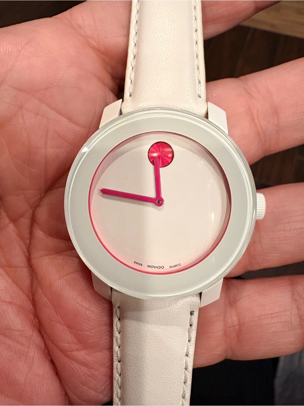 Movado BOLD White & Pink Quartz Watch Limited Edition #0003 – Needs Battery